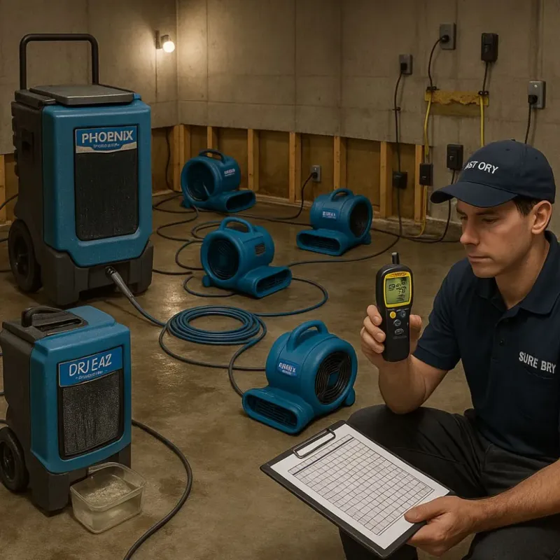 Structural Drying and Dehumidification process in Franklin, NH